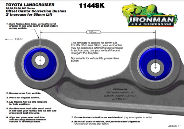 DEFENDER 110 POLYURETHANE CASTER CORRECTION – 2° OFFSET