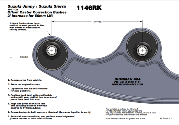SUZUKI JIMNY SN413 (1999-2018) RUBBER CASTER CORRECTION – 2° OFFSET