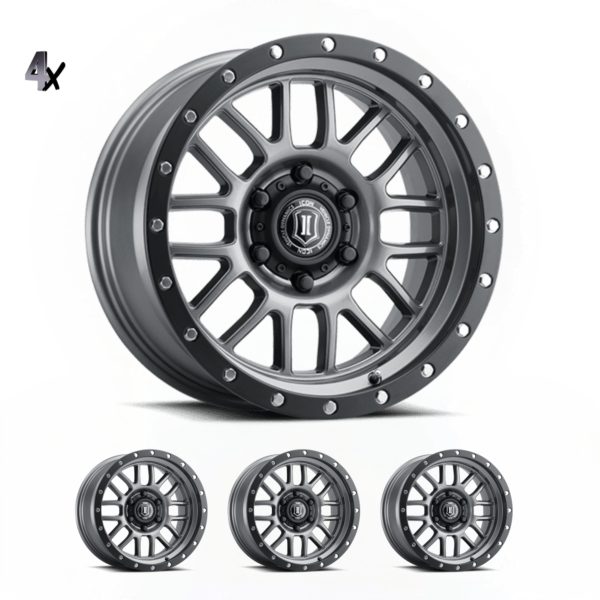 SILVERADO/SUBURBAN/SIERRA 1500 (17×8.50) 4x ALPHA GUNMETAL WITH BLACK RING 6×5.5″ (0 OFFSET)