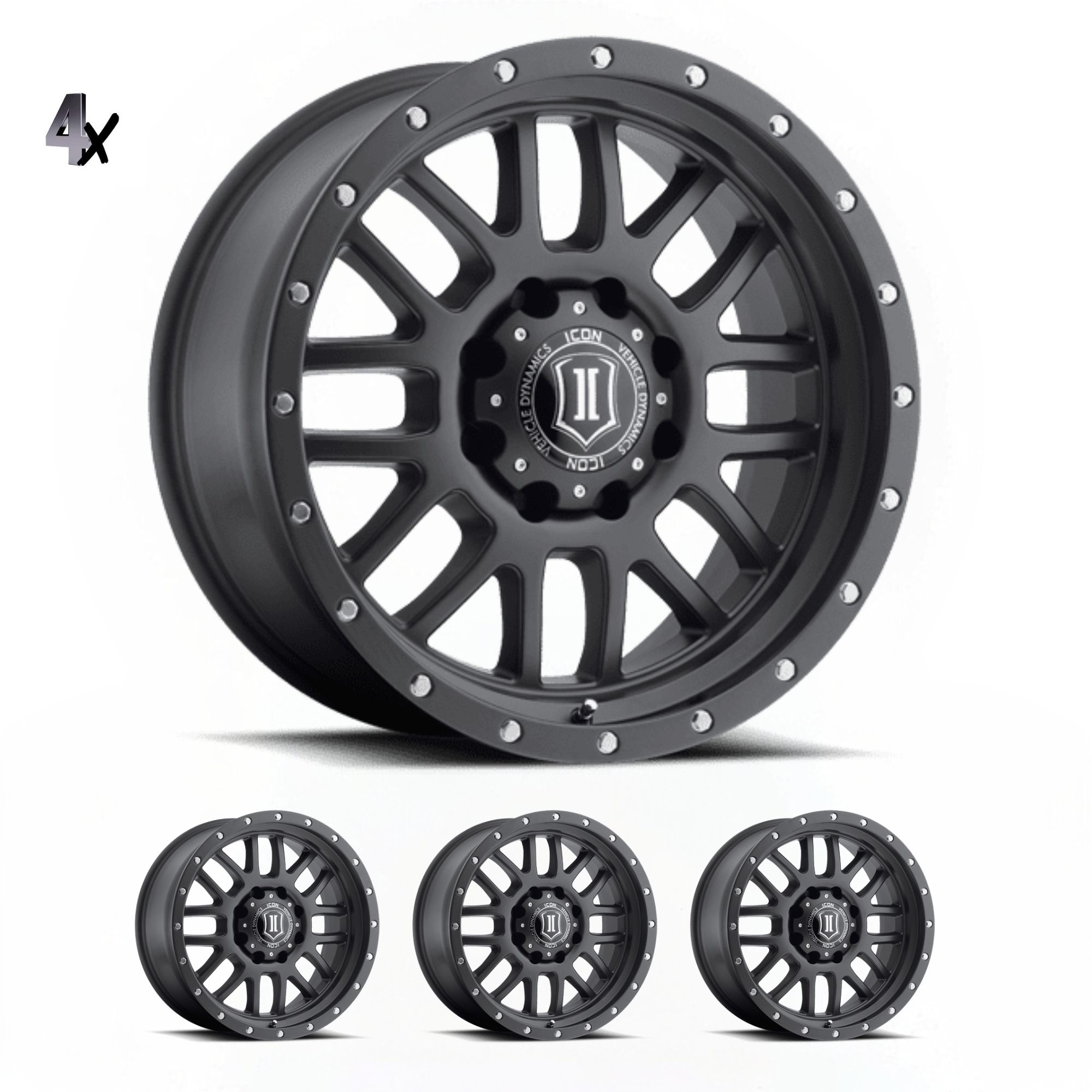 SILVERADO/SUBURBAN/SIERRA 1500 (17×8.50) 4x ALPHA BLACK WITH BLACK RING 6×5.5″ (0 OFFSET)