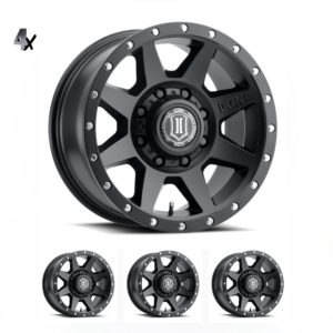 SILVERADO/SUBURBAN/SIERRA 2500HD (17×8.50) 4 x SATIN BLACK REBOUND HD 8×6.5 +13 OFFSET