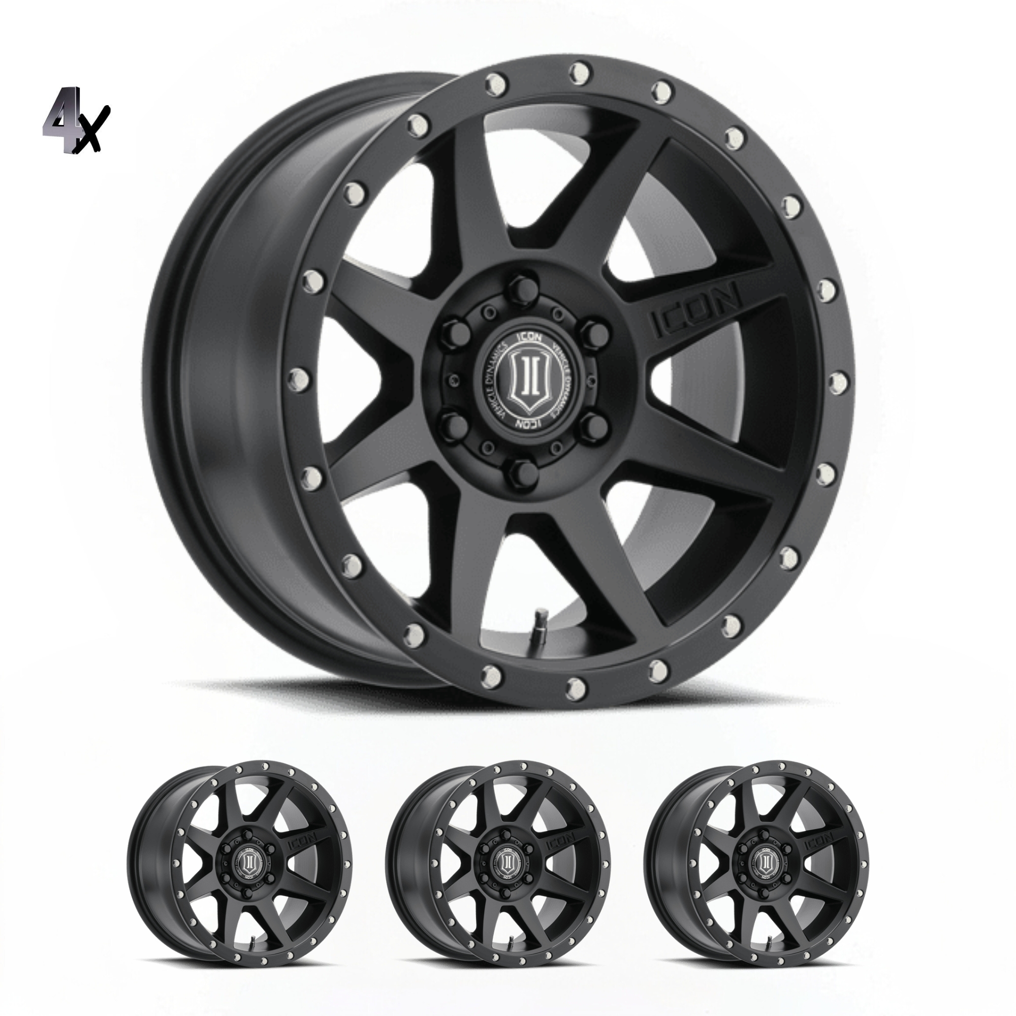 SILVERADO/SUBURBAN/SIERRA 1500 (17×8.50) 4x REBOUND SATIN BLACK 6×5.5″ (0 OFFSET)