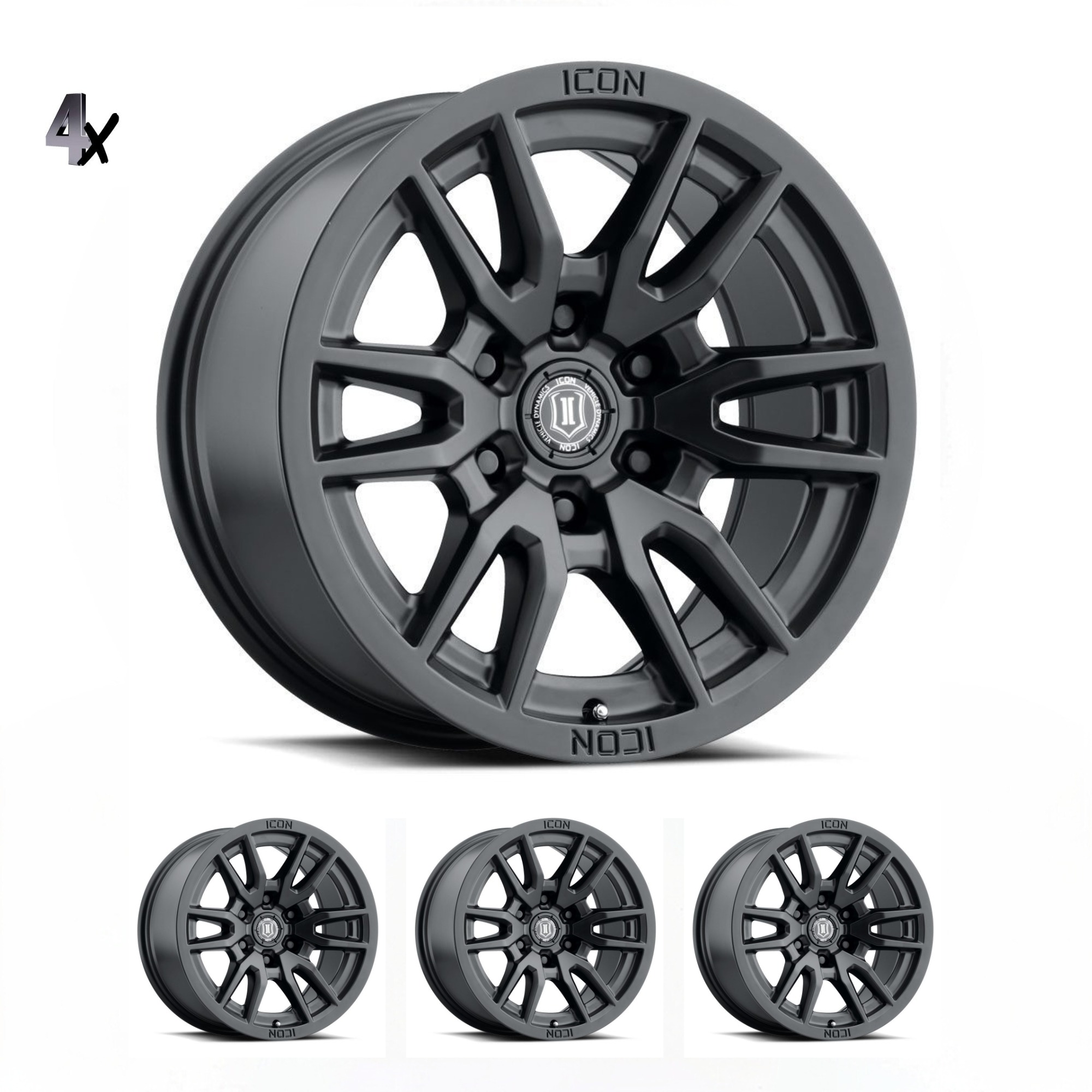 LC300 (17×8.5) 4x VECTOR6 Satin Black 6×5.5 +25 OFFSET