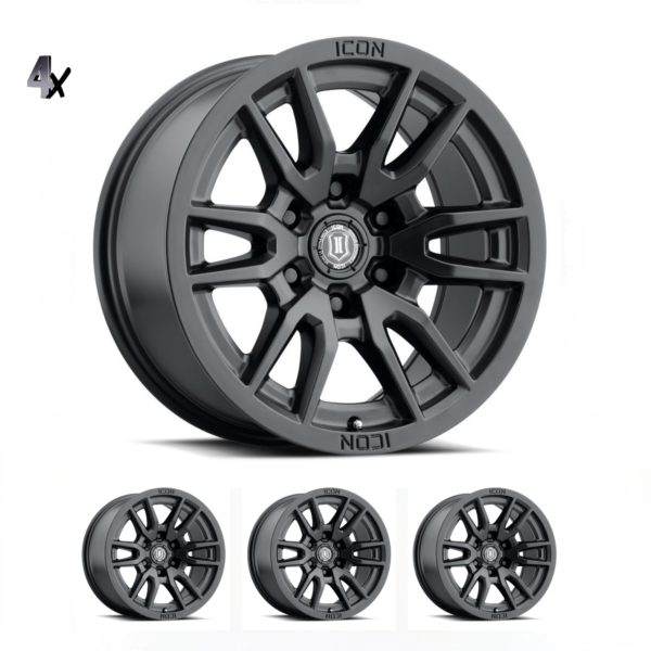 (17×8.5) 4x VECTOR6 SATIN BLACK 6×5.5 (0 OFFSET)