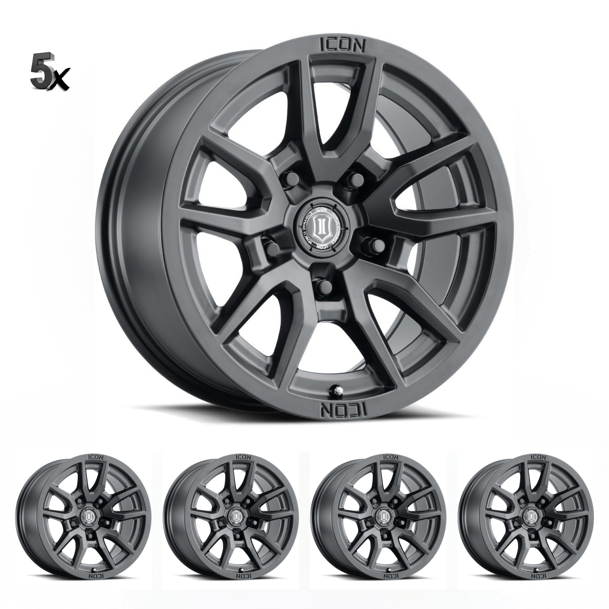 JK/JL/JT (17×8.50) 5 x VECTOR5 SATIN BLACK 5×5 -6 OFFSET