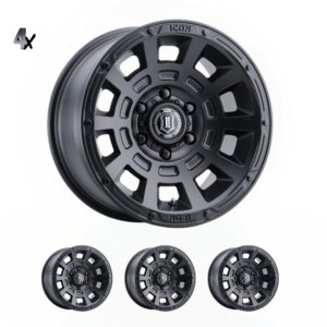 LC100/LC200/LX470/LX570 (17×8.50) 4 THRUST SATIN BLACK SIX SPEED 5×150 +25 Offset
