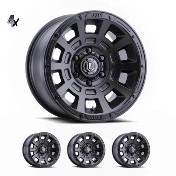 RAM 1500 (17×8.50) 4x THRUST SATIN BLACK 6×5.5″ (0 OFFSET)