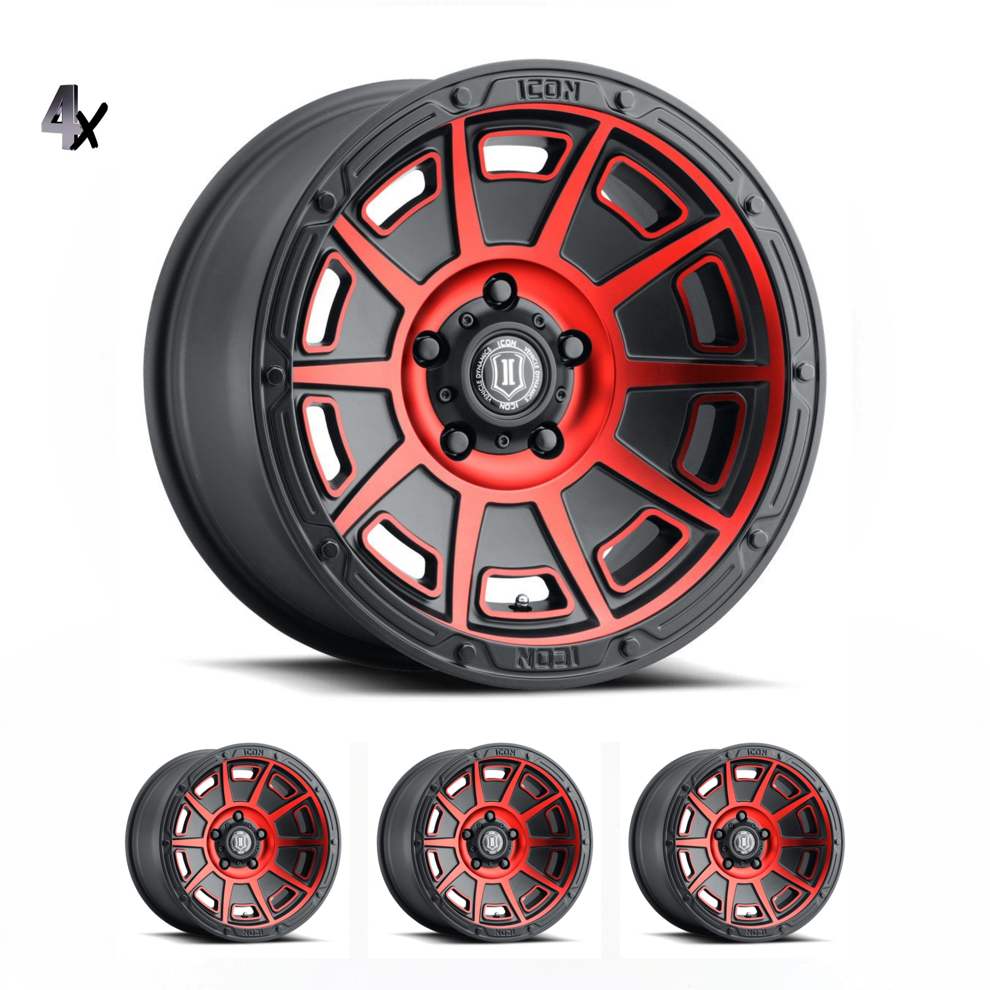 SILVERADO/SUBURBAN/SIERRA 1500 (17×8.50) 4x VICTORY SATIN BLACK WITH RED TINT 6×5.5″ (0 OFFSET)