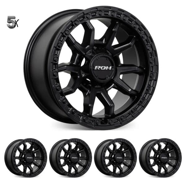 LC71/LC76/LC78/LC79 (17X9) RAID 5 MATT BLACK 5x ALLOY WHEELS (5/150) -12 / -59