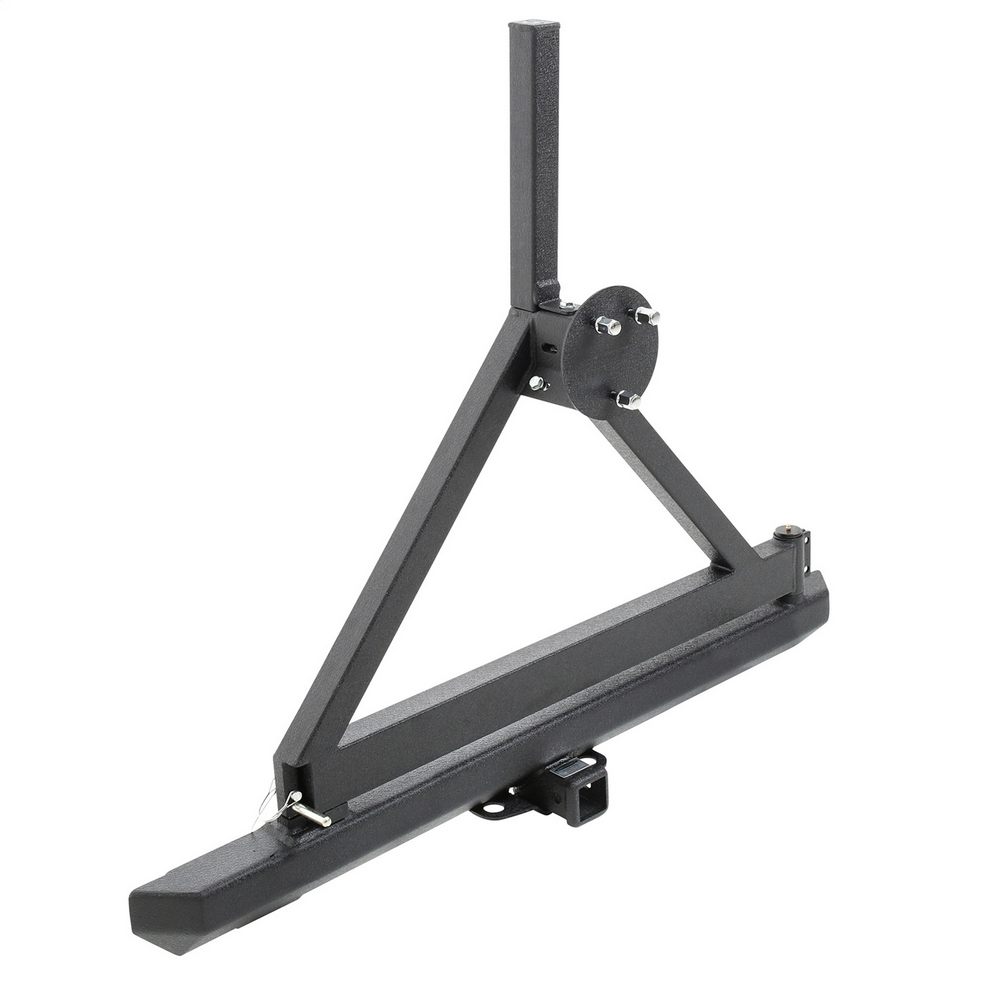 CLASSIC ROCK CRAWLER REAR BUMPER AND TIRE CARRIER WITH RECEIVER HITCH (BLACK)