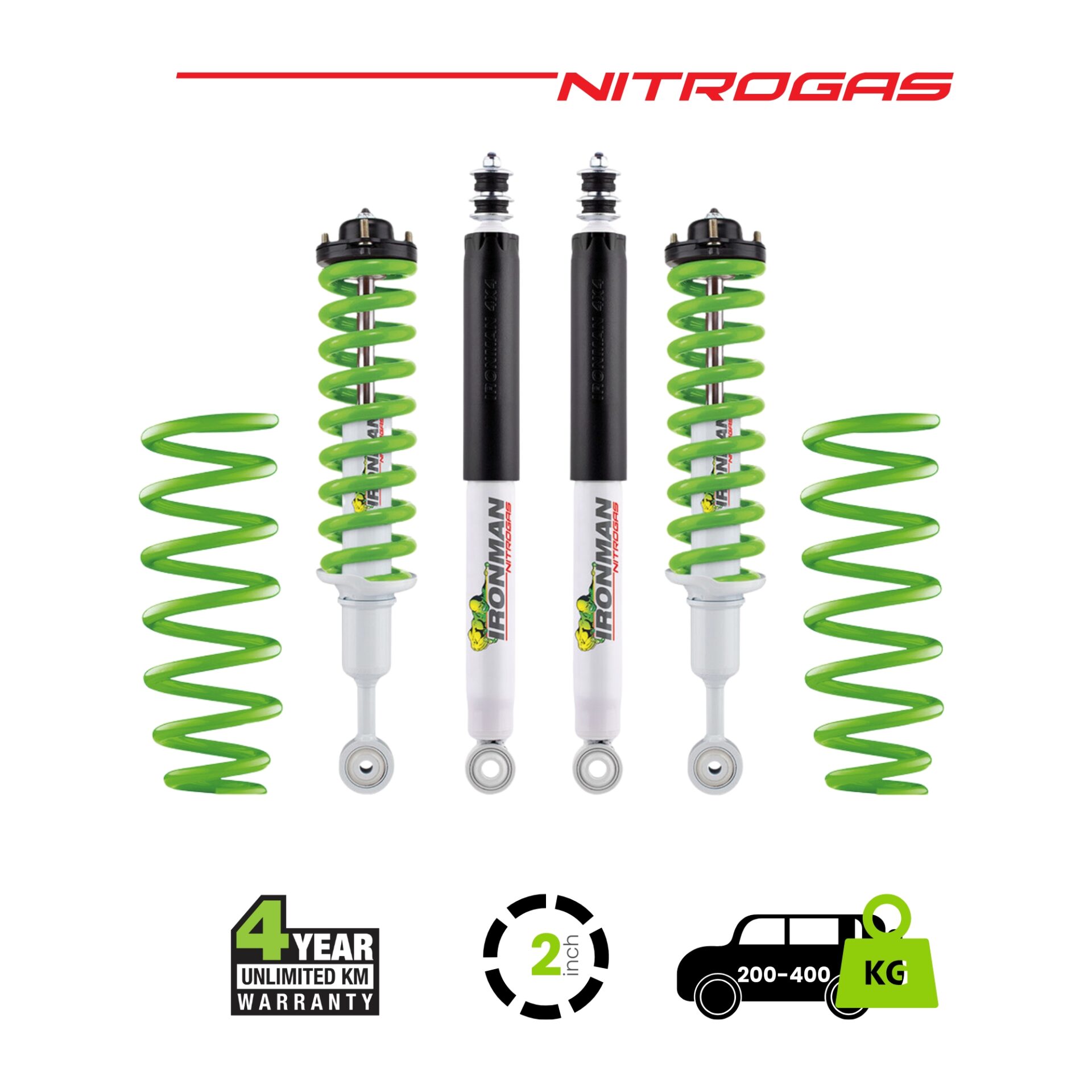 Prado 150  2 Inch Nitrogas Kit – 200-400 Rear Medium with Accessories