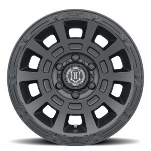 SILVERADO/SUBURBAN/SIERRA 1500 (17×8.50) 4x THRUST SATIN BLACK 6×5.5″ (0 OFFSET)