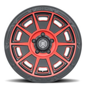 SILVERADO/SUBURBAN/SIERRA 1500 (17×8.50) 4x VICTORY SATIN BLACK WITH RED TINT 6×5.5″ (0 OFFSET)