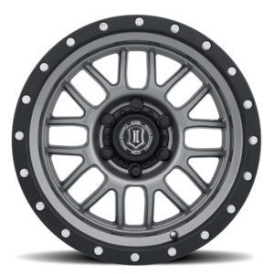 SILVERADO/SUBURBAN/SIERRA 1500 (17×8.50) 4x ALPHA GUNMETAL WITH BLACK RING 6×5.5″ (0 OFFSET)