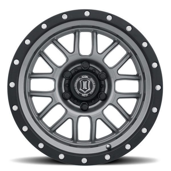 SILVERADO/SUBURBAN/SIERRA 1500 (17×8.50) 4x ALPHA GUNMETAL WITH BLACK RING 6×5.5″ (0 OFFSET)